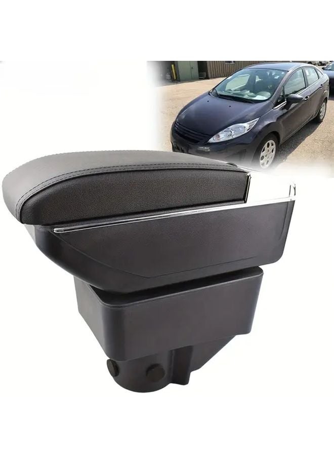 Black Line Armrest Storage Box for Ford Fiesta 2011 2019 Slide Forward Top Cover - Image 3
